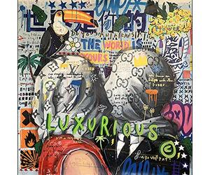 Graffiti Lovers Kiss Classique Art Affiche Toile Peinture Peinture Murale pour Salon Chambre Décoration Murale 40x40cm (16x16in) Sans Cadre