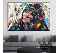 Graffiti mignon singe cadre peinture photos, Pop Art mignon singe oeuvre affiche mur Art pour salon décor à la maison 70x100 cm avec cadre