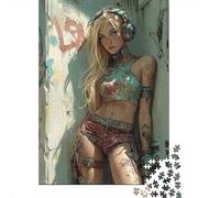 Graffiti Mural Puzzle 1000 Pièces Puzzle pour Adultes Papier Personnage Féminin Coffret Puzzle 1000 Pièces Détente Décoration Cadeau 38x26cm/1000pcs