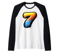 Graffiti numéro 7 7e Anniversaire Enfant Peinture Goutte à Goutte Party Seven Manche Raglan
