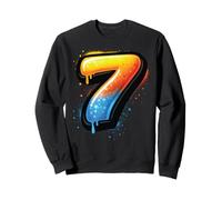 Graffiti numéro 7 7e Anniversaire Enfant Peinture Goutte à Goutte Party Seven Sweatshirt