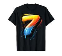 Graffiti numéro 7 7e Anniversaire Enfant Peinture Goutte à Goutte Party Seven T-Shirt