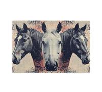 Graffiti of Three Black and White Horse Heads Puzzle 1000 pièces pour Adultes Puzzles en Bois pour Adultes Cadeaux Décoration d'intérieur
