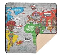 Graffiti - Papier peint carte du monde avec personnages - Tapis de jeu en mousse souple pour intérieur et extérieur - Tapis de jeu rembourré confortable et respirant pour bébés, enfants, tout-petits