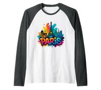 Graffiti Paris Skyline Souvenir - Street Art Manche Raglan