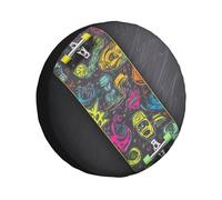 Graffiti Skateboard Housse de pneu de secours étanche à la poussière Protections de roue de voiture portables pour VUS, camion, remorques de voyage 15