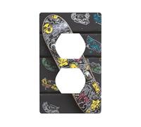 Graffiti Skateboard Plaques Murales Couvertures 1 Gang Duplex Interrupteur Plaque Électrique Plaques Murales Couvertures de Réceptacle Couvertures Décoratives pour Décoration de Maison