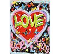 Graffiti Street Art Love Kiss Lettres Affiches Imprime Mur Coloré Papillon Toile Peinture Photo pour Salon Décor 70x90cm(28x35in) Sans Cadre