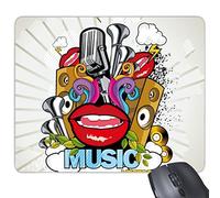 Graffiti Street Culture colorée Bouche Micro stéréo Flash Musique du Cloud Vector American Art Illustration Motif rectangle en caoutchouc antidérapant Tapis de souris de jeu Tapis de souris