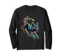 Graffiti Style Art Basenji Dog Barkless Dog Manche Longue