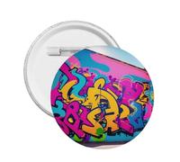 Graffiti Wall - Impression personnalisée ronde en émail - Badge en alliage métallique pour veste, sac, idée cadeau., Small, Plastique
