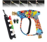 Graffitis High Pressure Washer Gun, High Pressure Washer Gun with 5PCS Nozzles, 3000 PSI Max. with 1/4 inch Quick Connector, for Floor Cleaning Garden Watering (Standard+Foam Pot)