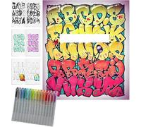 GRAFFLETTERS - Édition collector, cahier d'exercices de lettrage créatif et livre de coloriage, plus de 3 000 exemples de lettres graffitis, convient pour les amateurs de graffiti et les débutants