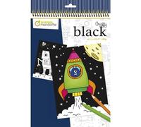 Avenue Mandarine Carnet de coloriage Graffy Black GY148C - 24 pages, fond noir - Espace - Dès 3 ans