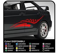 GRAFIC Bandes côté de la Voiture Course Checkered Drapeau peintures Graphiques décor Drapeau à Damier Plaid Rayures Voiture Stickers Autocollant Voiture, Autocollants de décoration (Rouge)
