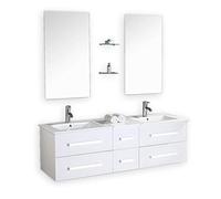 Grafica ma.ro srl Meuble Salle DE Bain Double Vasque Luxe 150 cm W.Rome Blanc Meuble Double Vasque