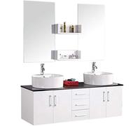 GRAFICA MA.RO SRL Meuble Salle de Bain Modèle Lion 150 cm Blanc Set Vasque Robinetterie Ensemble Robinetterie Inclus