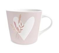 Grafik-Werkstatt Tasse à café 100% or véritable - Tasse en porcelaine - 420 ml - Cœur avec autruche - Blanc/noir