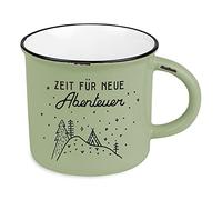 Grafik-Werkstatt Tasse à café vintage - Tasse en céramique à offrir - Heureux de montagne - Aventure - Vert