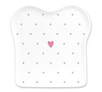 Grafik-Werkstatt Werkstatt Assiette à toast avec inscription en allemand en porcelaine en forme de cœur, blanc