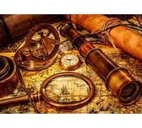 Grafika - Vintage Travel - Puzzle 1000 Pièces - Cartes Anciennes et Instruments Traditionnel de Navigation Maritime - Puzzle Adulte - Fabriqué en France