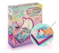 Grafix Boîte à Bijoux Licorne à Personnaliser de Coffret en Bois DIY - Kit de Loisirs Créatifs pour Filles - Intérieur en Velours - Inclus Peinture, Pinceau, Diamants Autocollants et Pochoirs