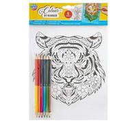 Grafix Kit de coloriage lion - Couleurs par numéros A4 Kit de bricolage pour enfants