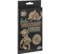 GRAFIX Puzzle 3D en bois 2en1 Singe et Dauphin