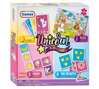 Grafix - Unicorn 4-in-1 Games - Set de jeu - Licorne