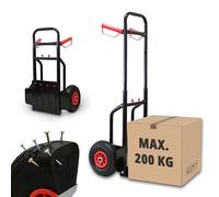 Grafner Diable pliable, pneus en caoutchouc plein, capacité de charge 200 kg, pneus en polyuréthane, poignées et garde-boue, diable de transport en acier, diable de transport, chariot de transport