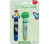 Grafoplas - 2 porte-gommes rétractables + 2 gommes Rocket et Dino Bits&Bobs, élastiques scolaires originaux Kawaii, protection de la saleté, matériel scolaire amusant pour enfants et étudiants