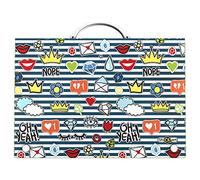 Grafoplas 37402456. Mallette Scolaire avec poignée, polypropylène, Collection Stickers, Crown