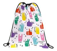 Grafoplás 37610590 Sac à dos plat cordes, poche extérieure, 36 x 47 cm, collection Hands de Elena Corredoira, multicolore, 36x47cm, École