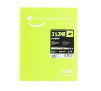 Grafoplás 39222021 Classeur A4 Spirale 20 pochettes Vert, Polypropylène I Like Smile