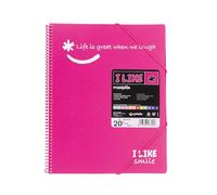 Grafoplás 39222054 Classeur à pochettes transparentes A4 Fuchsia 20 pochettes Polypropylène I Like Smile