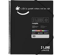 Grafoplás 39223010 Classeur A4 Spirale 30 pochettes Noir Polypropylène I Like Smile