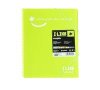 Grafoplás 39223021 Classeur à spirale de 30 pochettes A4 Polypropylène Vert I Like Smile