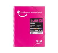 Grafoplás 39223054 Classeur à pochettes Spirale A4 Fuchsia 30 pochettes Polypropylène I Like Smile