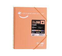 Grafoplás 39223084 Lot de 30 pochettes en spirale, corail, polypropylène, A4, I Like Smile