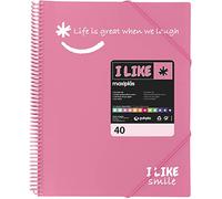 Grafoplás 39224053 Classeur à pochettes spirales A4 Rose clair 40 pochettes Polypropylène I Like Smile