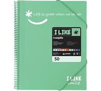 Grafoplás 39225026 Classeur à pochettes Vert Mint, A4, 50 pochettes Transparentes, Polypropylene, I Like Smile