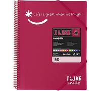 Grafoplás 39225054 Classeur avec spirale 50 pochettes A4 Fuchsia Polypropylène I Like Smile