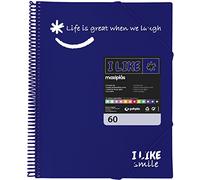 Grafoplás 39226030 Classeur à pochettes avec spirale A4 Bleu 60 pochettes Polypropylène I Like Smile
