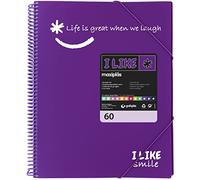 Grafoplás 39226035 Classeur à pochettes spirales A4 Violet 60 pochettes Polypropylène I Like Smile
