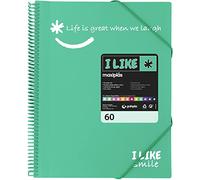Grafoplás 39226036 Classeur pochettes A4 Spirale Turquoise 60 pochettes Polypropylène I Like Smile