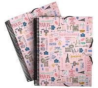 Grafoplás 39822425 Classeur à pochettes A4 avec spirale, collection Epluche, Paris Couvercles en polypropylène rigide, fermeture en caoutchouc, 30 pochettes transparentes avec enveloppe en textile