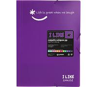 Grafoplás 4800835 Classeur scolaire 3 rabats et gommes, violet, taille folio, fermeture gommes, polypropylène opaque, like