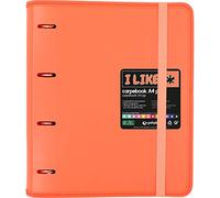 Grafoplás 88100584. Carpesano 4 anneaux découpés, A4, corail, recharge feuilles, 6 intercalaires et enveloppe transparente, Carpebook Like