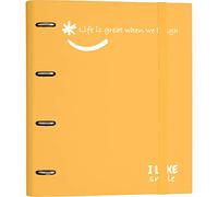 Grafoplás 88101355 Classeur à 4 anneaux, A4, Mandarine, carton doublé papier FSC, avec séparateurs, dossier Like Smile