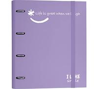 Grafoplás 88101369 Classeur à 4 anneaux découpés avec rechange, A4, Lavande, carton doublé de papier FSC, avec séparateurs, carpebook like Smile